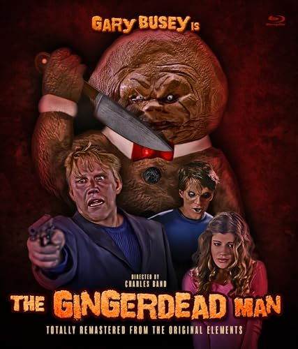Blu-ray cover for horror film "The Gingerdead Man" featuring a menacing gingerbread man.