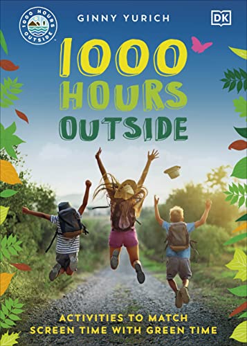 Book cover: children jumping on a path, colorful foliage, blue sky.