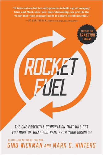 Book cover with orange and white circular design and bold "ROCKET FUEL" text.