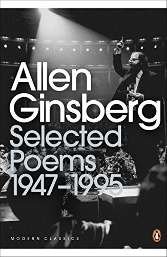 Book cover: “Selected Poems 1947-1995” by Allen Ginsberg, black and white photo.