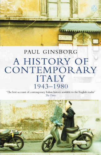 Book cover: “A History of Contemporary Italy” with a street scene.