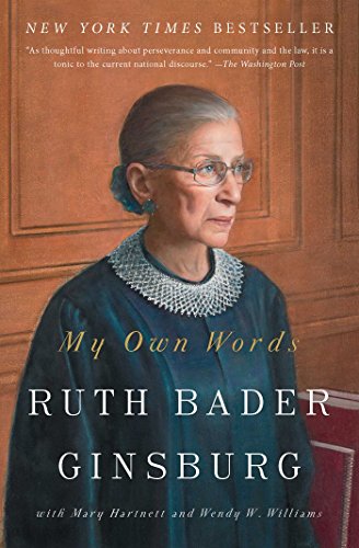 Book cover featuring portrait of Ruth Bader Ginsburg, titled "My Own Words".