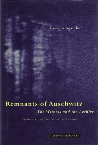Book cover: dark, blurred image with title "Remnants of Auschwitz.