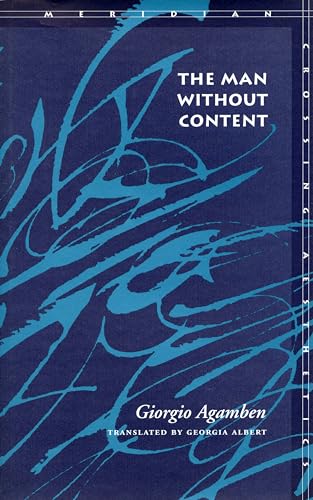 Book cover: "The Man Without Content" by Giorgio Agamben, blue abstract design.
