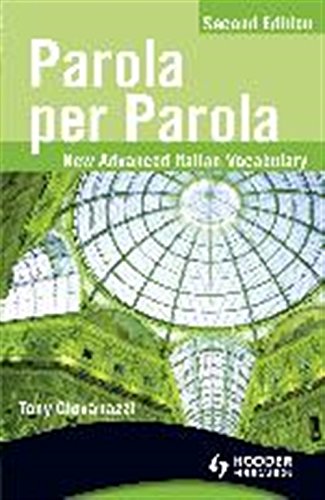 Textbook cover, “Parola per Parola Second Edition”, with a greenhouse image.