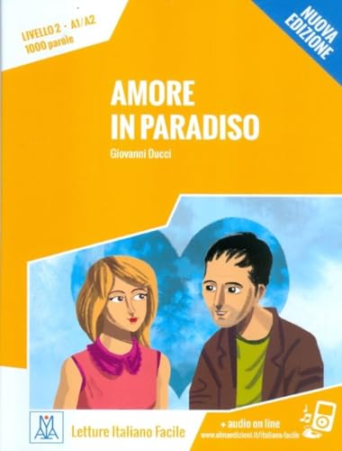 Italian language learning book cover with illustrated couple and heart.
