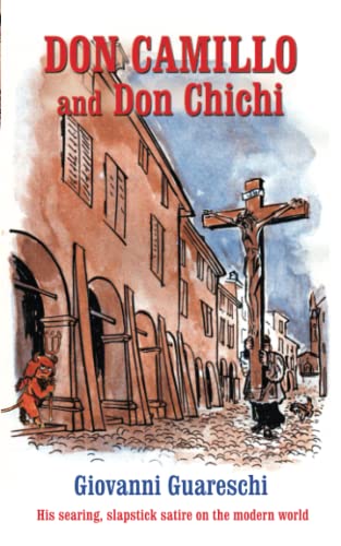 Book cover: village scene with a church, crucifix, and figures.