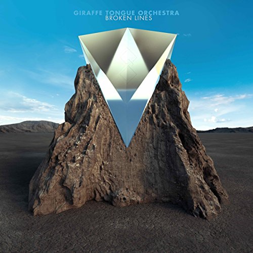 Giraffe Tongue Orchestra album cover: silver shape atop a rocky mound.