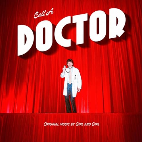 CD cover: woman in a white coat stands before red curtains.