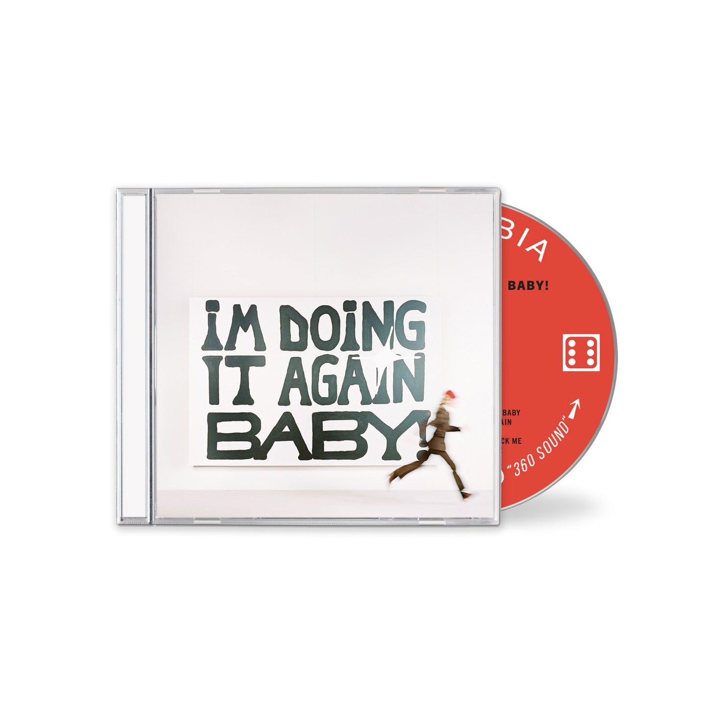 CD case with white cover and red disc for I'm Doing It Again Baby!