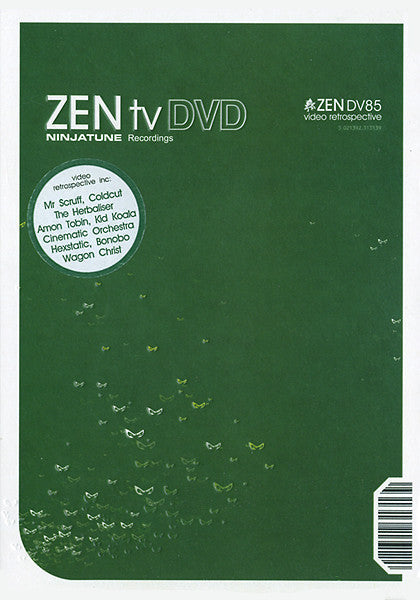 Dark green DVD cover with butterfly graphics and text listing artists.