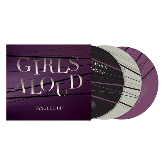 Girls Aloud “Tangled Up” CD case, with white text on a dark background.