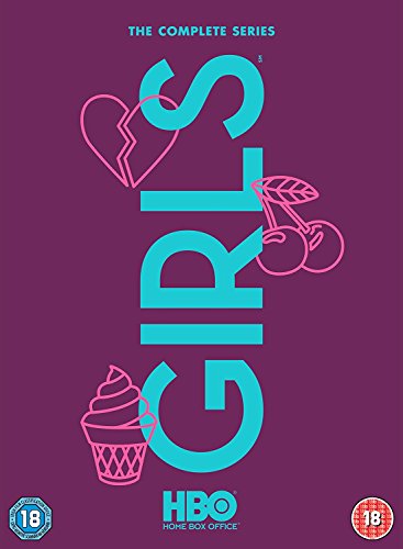 “Girls” DVD cover: teal letters, pink heart and floral designs on purple.