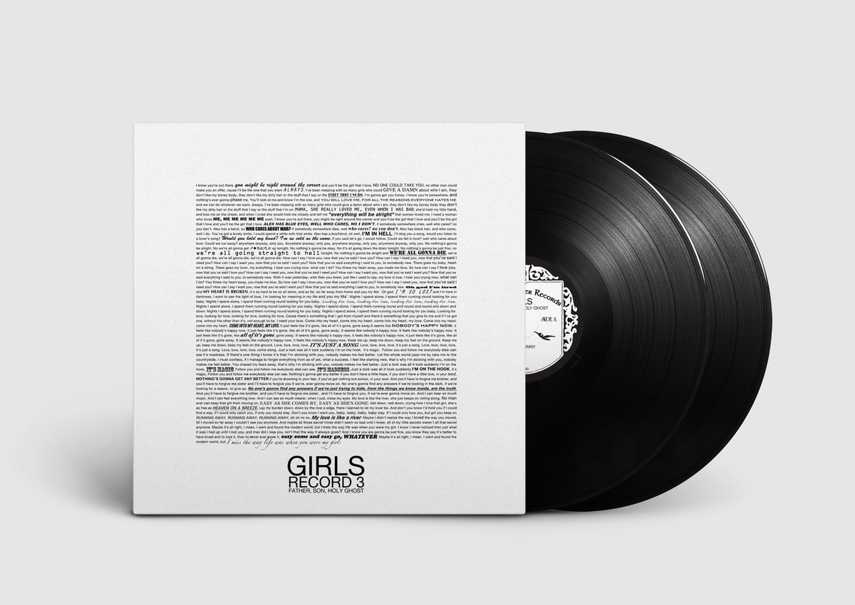 Black vinyl record with white label text and a pink record sleeve.