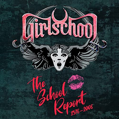 Album cover featuring the Girlschool logo, a winged face, and red text on black.