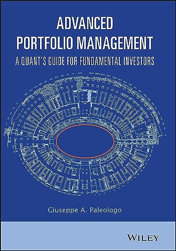 Book cover titled Advanced Portfolio Management with a blue background and architectural line drawing.