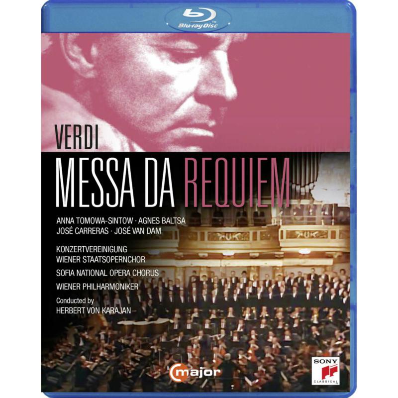 Blu-ray cover for Verdi’s Messa da Requiem, featuring performers and orchestra.