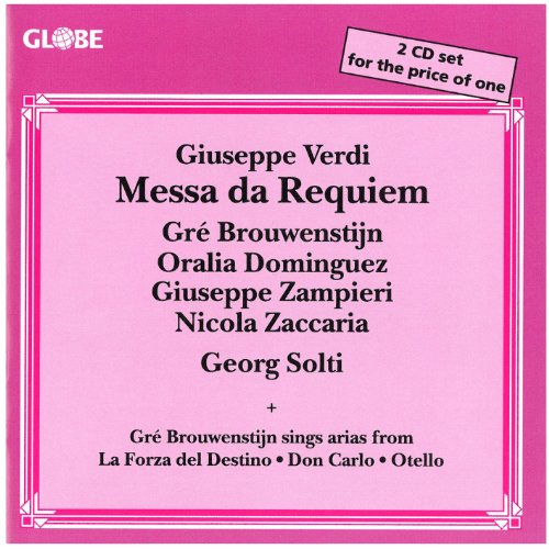 CD cover for Giuseppe Verdi’s Requiem with artist names and a pink background.