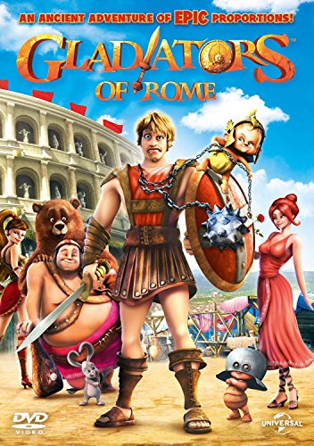 DVD cover for “Gladiators of Rome” featuring animated characters and a coliseum.