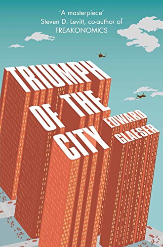 Book cover featuring red skyscrapers shaped like the book title against a blue sky.