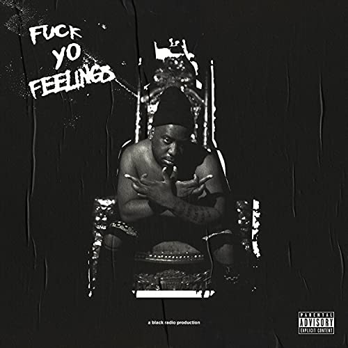 Black and white album cover featuring a man seated on a throne.