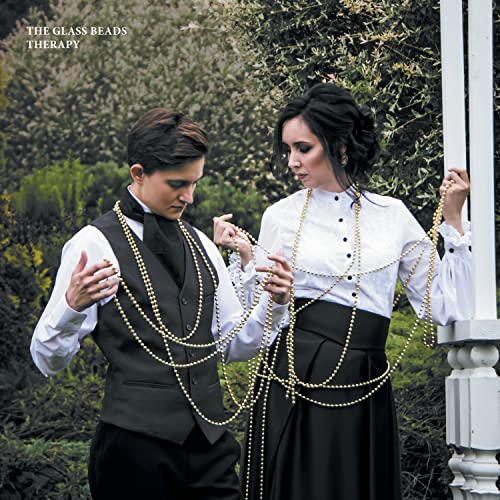 Album cover for "The Glass Beads - Therapy" featuring two people with beads.