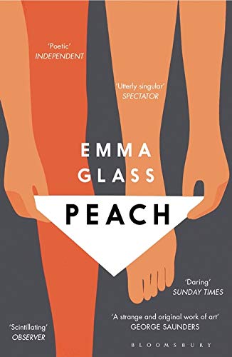 Book cover for "Peach" by Emma Glass, featuring illustrated legs.