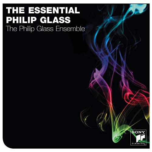 CD cover for Philip Glass’ “The Essential Philip Glass” with colorful smoke.