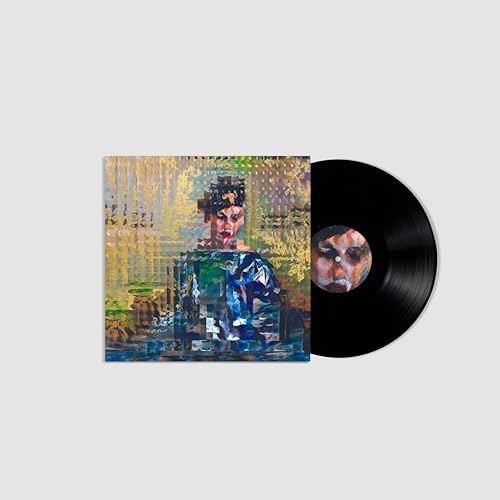 Vinyl record with painted cover featuring a portrait of a person.