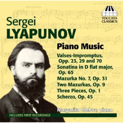 CD cover featuring portrait of Sergei Lyapunov and musical notation.