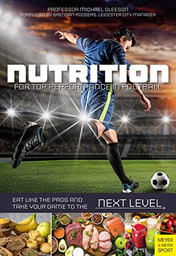 Book cover: football player in action, title "Nutrition", food images below.
