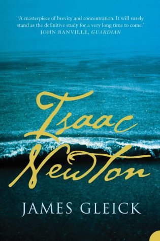 Book cover for “Isaac Newton” by James Gleick, with ocean background.