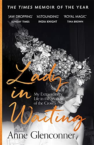 Book cover: "Lady in Waiting" memoir with a woman in a tiara.