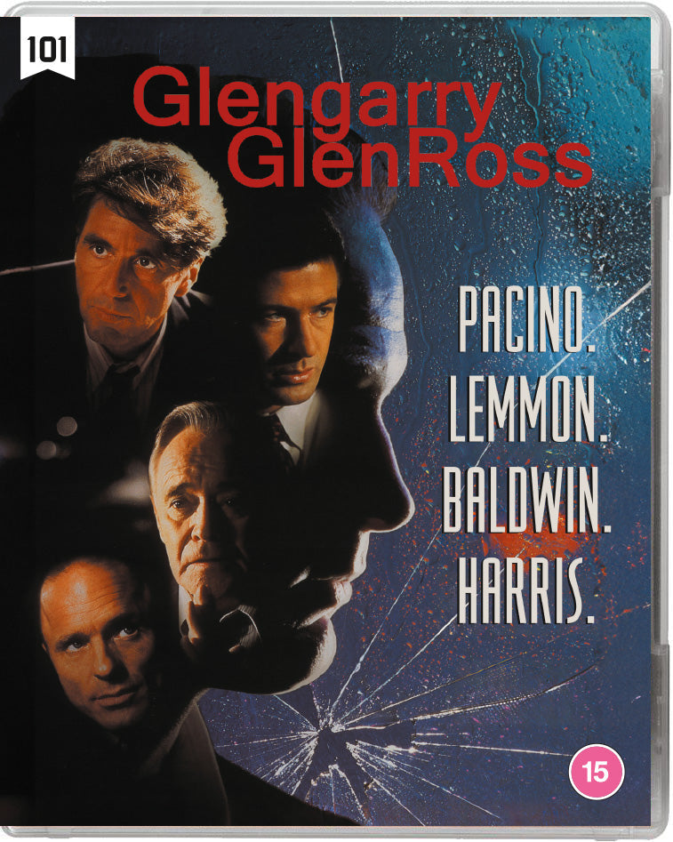 Blu-ray cover for Glengarry Glen Ross featuring portraits of four lead actors.