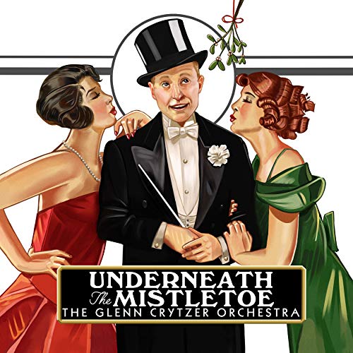 CD cover: vintage illustration of a couple and man with mistletoe.