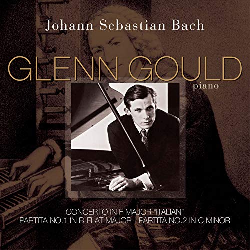Album cover featuring pianist Glenn Gould and composer Johann Sebastian Bach.