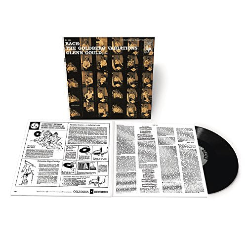 Glenn Gould’s “Goldberg Variations” vinyl record with album cover and liner notes.
