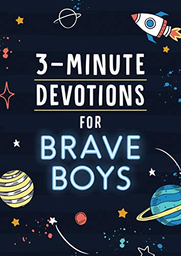 Book cover with title “3-Minute Devotions for Brave Boys” and space imagery.