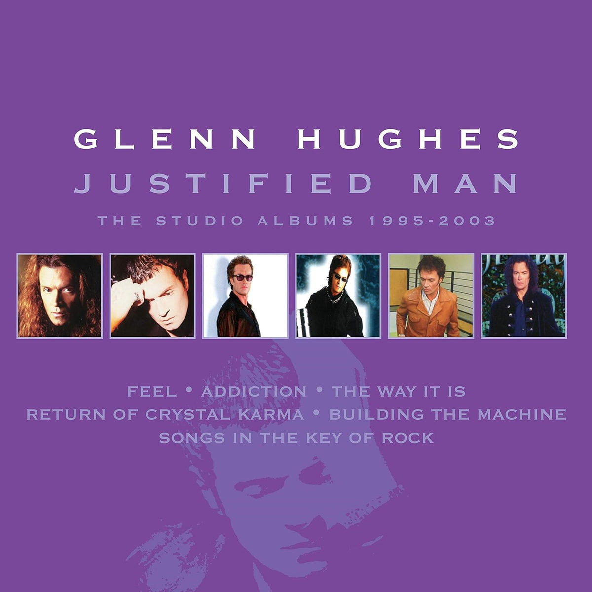 CD cover for Glenn Hughes’ “Justified Man” with portrait collage.