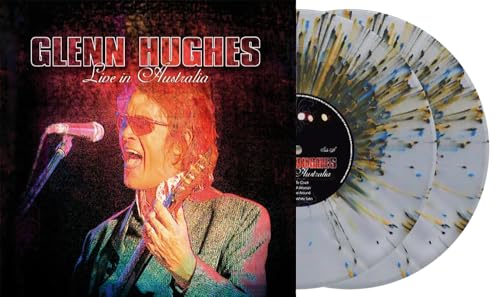 Glenn Hughes album cover and a clear splatter vinyl record.