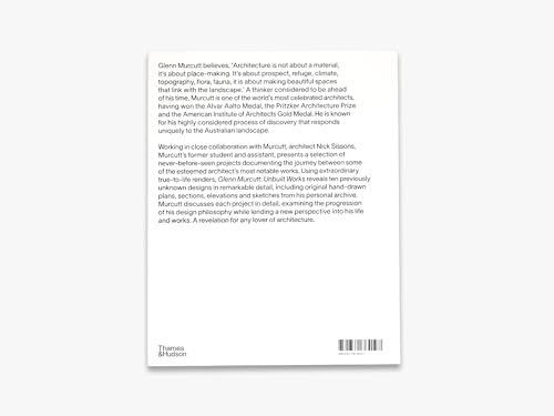 White book cover with text and a barcode, detailing architect Glenn Murcutt’s work.