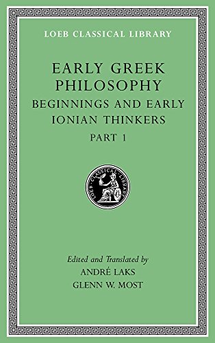 Green book cover titled Early Greek Philosophy, Beginnings and Early Ionian Thinkers, Part 1.
