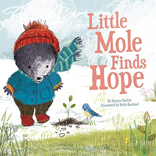 Little Mole in a red hat and blue scarf looks hopeful.