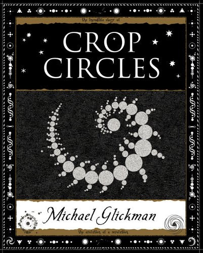 Book cover: “Crop Circles” with a swirling pattern of silver dots.