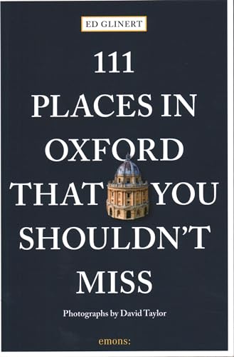 Dark blue travel guide cover with white text and Oxford building image.