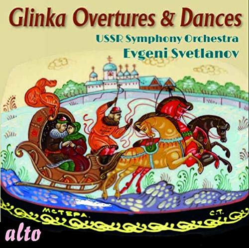 CD cover for Glinka’s “Overtures & Dances” featuring folk art illustration.