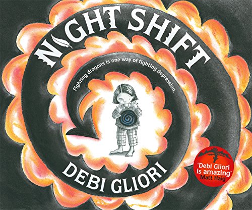 Book cover: child within a swirling, fiery spiral, titled “Night Shift.”