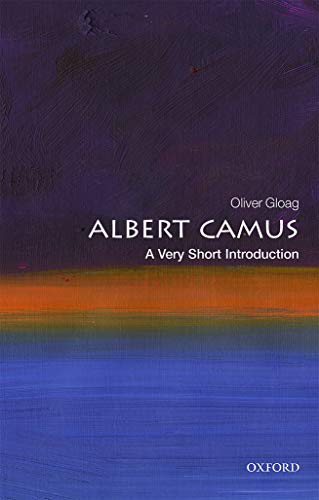 Book cover for Albert Camus: A Very Short Introduction with abstract purple and orange background.