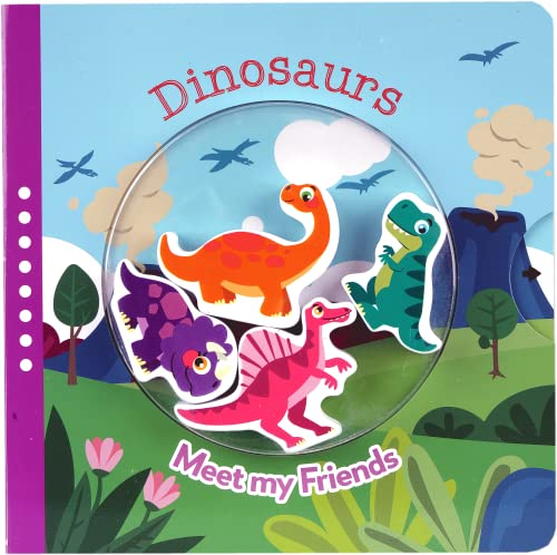 Book cover featuring colorful cartoon dinosaurs in a bubble.