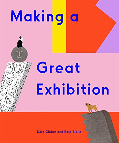 Book cover with abstract shapes, a cat, and a dog.